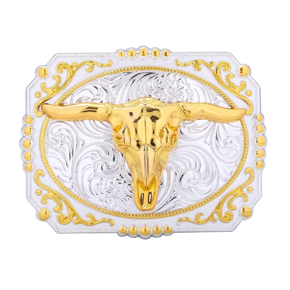 5033 Western Gold Belt Buckle , Elk Deer USA Eagle Horse Belt Buckle, Rodeo